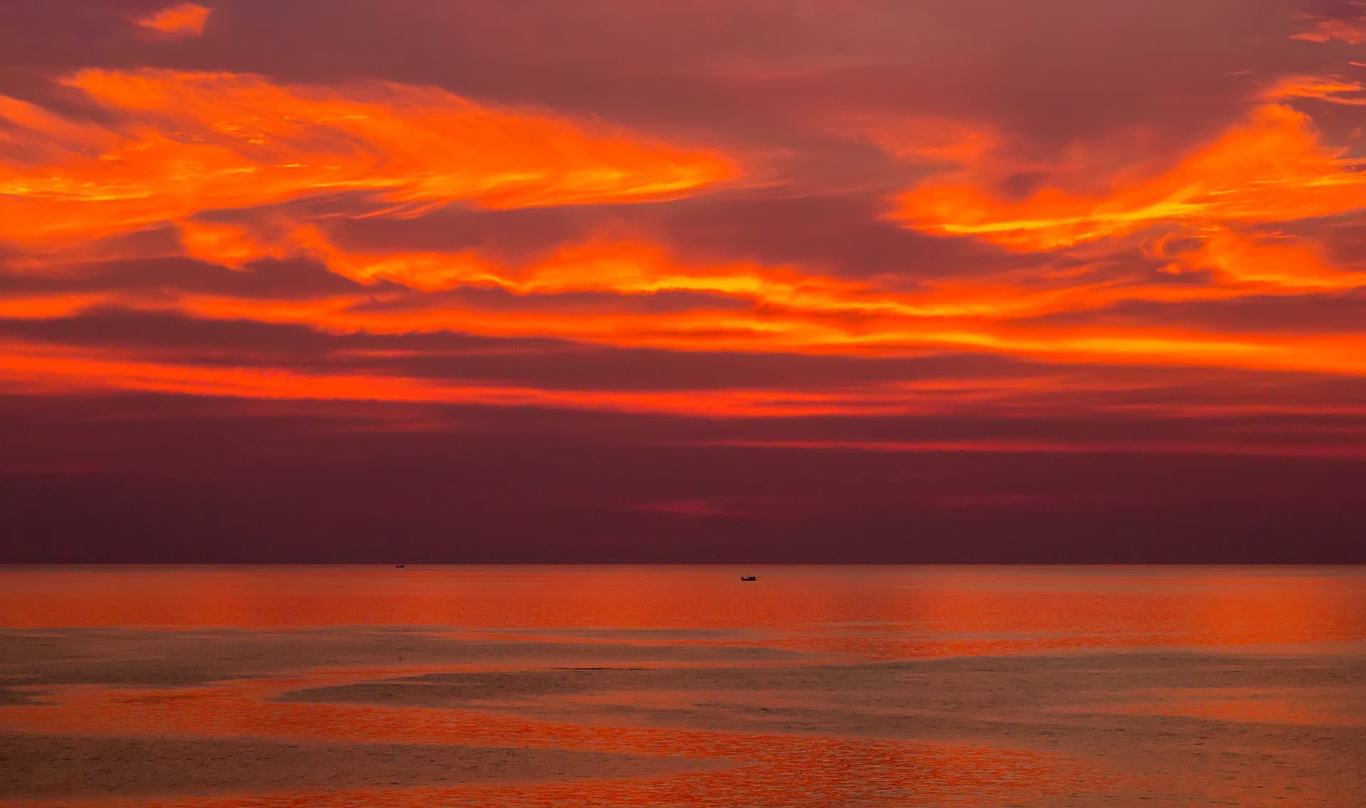 Sunset over the sea near Koh Lanta, Thailand