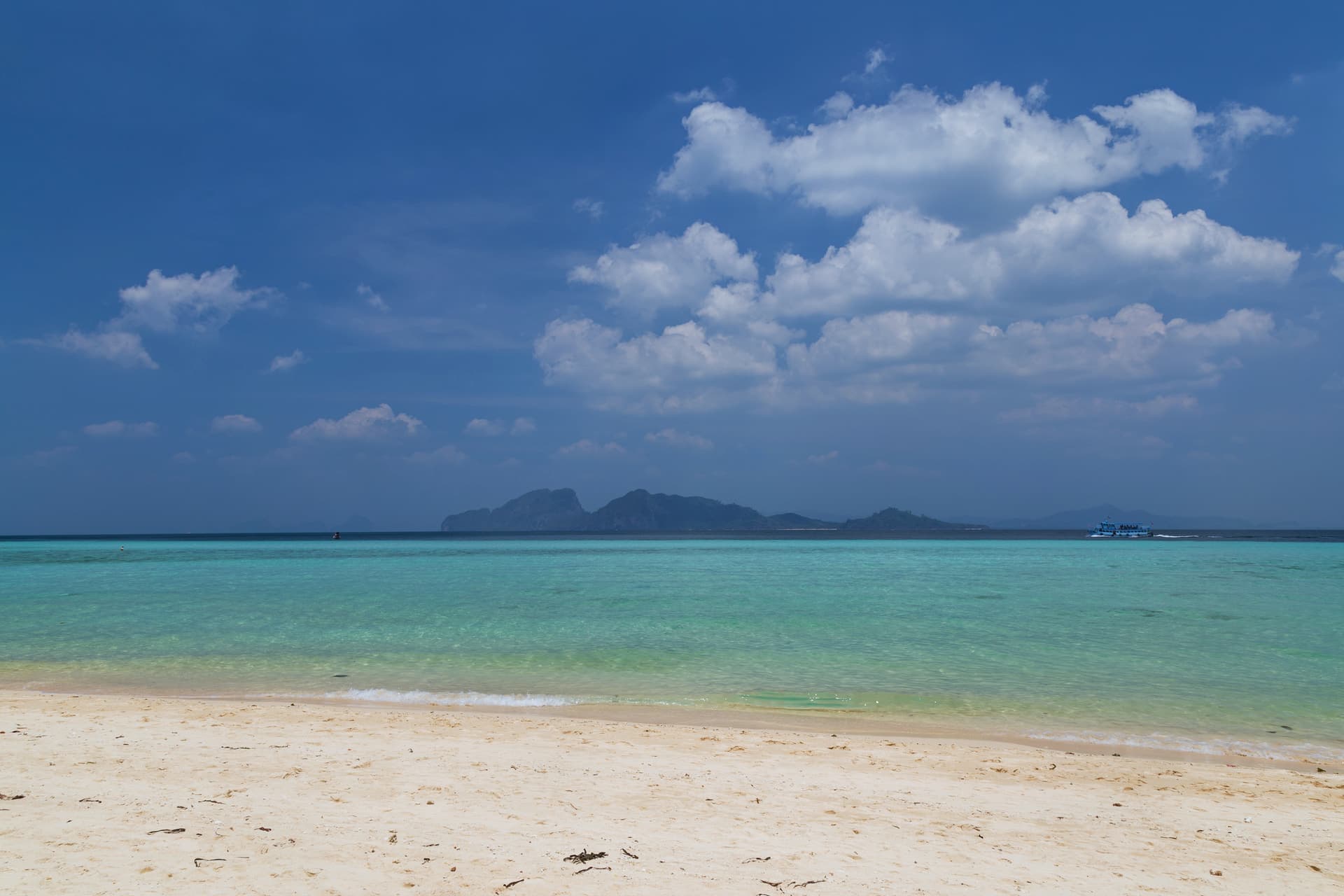 Longtail boat moored off a Koh Lanta beach, Krabi province, Thailand